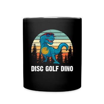 Disc Golfing Dinosaur Disc Golfer - Disc Golf Dino - Full Colour Mug - black - Front