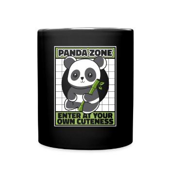 Panda Zone Betreten Sie Ihre eigene Niedlichkeit Panda Bär - Tasse einfarbig - Schwarz - Vorne