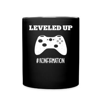 #Konfirmation Konfi Gamer Leveled Up Konfirmation - Tasse einfarbig - Schwarz - Vorne