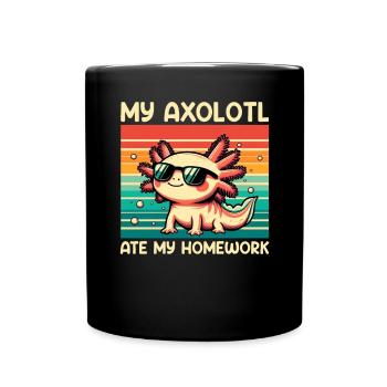 Axolotl Süßer Amphibien -Haustierliebhaber Otaku - Tasse einfarbig - Schwarz - Vorne