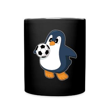 Pinguin Fußballspieler Fußball - Tasse einfarbig - Schwarz - Vorne