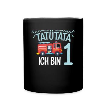 Tatütata Fire Brigade 1st Birthday - Full Colour Mug - black - Front