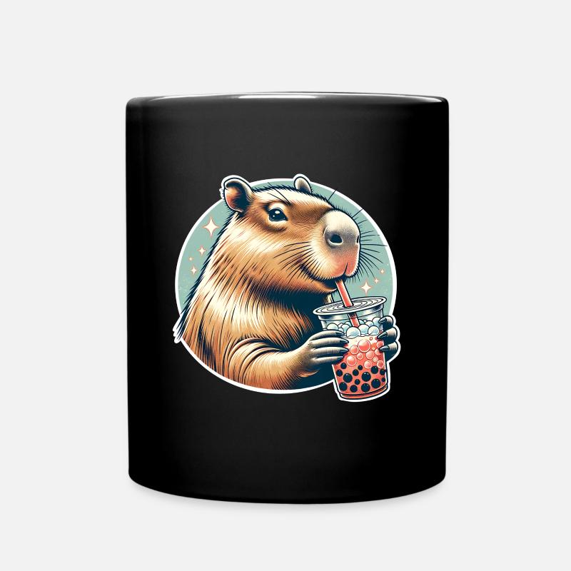 Capybara Bubble Tea - Tasse einfarbig - Schwarz