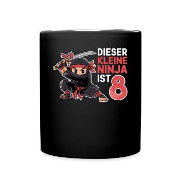 This Little Ninja Is 8 Birthday T-Shirt - Full Colour Mug - black - Front