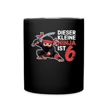 This Little Ninja Is 6 Birthday Shirt - Full Colour Mug - black - Front