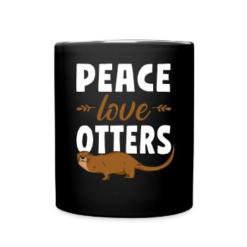 Otter Girl Peace Love Otters - Tasse einfarbig - Schwarz - Vorne