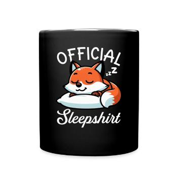 Official Sleeper Fox Cute Funny Lazy - Full Colour Mug - black - Front