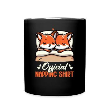 Official Sleeper Fox Cute Funny Lazy - Full Colour Mug - black - Front