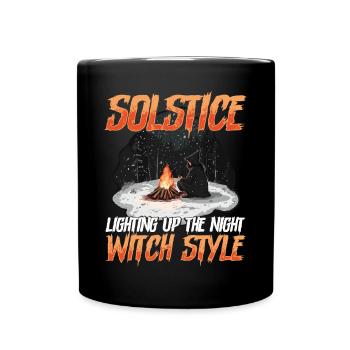 Solstice lights up the night in witch style - Full Colour Mug - black - Front