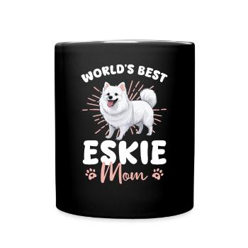 American Eskimo Dog Dog Eskie mom - Full Colour Mug - black - Front