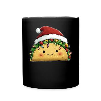 Tacos Mexikanisches Essen Weihnachtsmütze Xmas - Tasse einfarbig - Schwarz - Vorne
