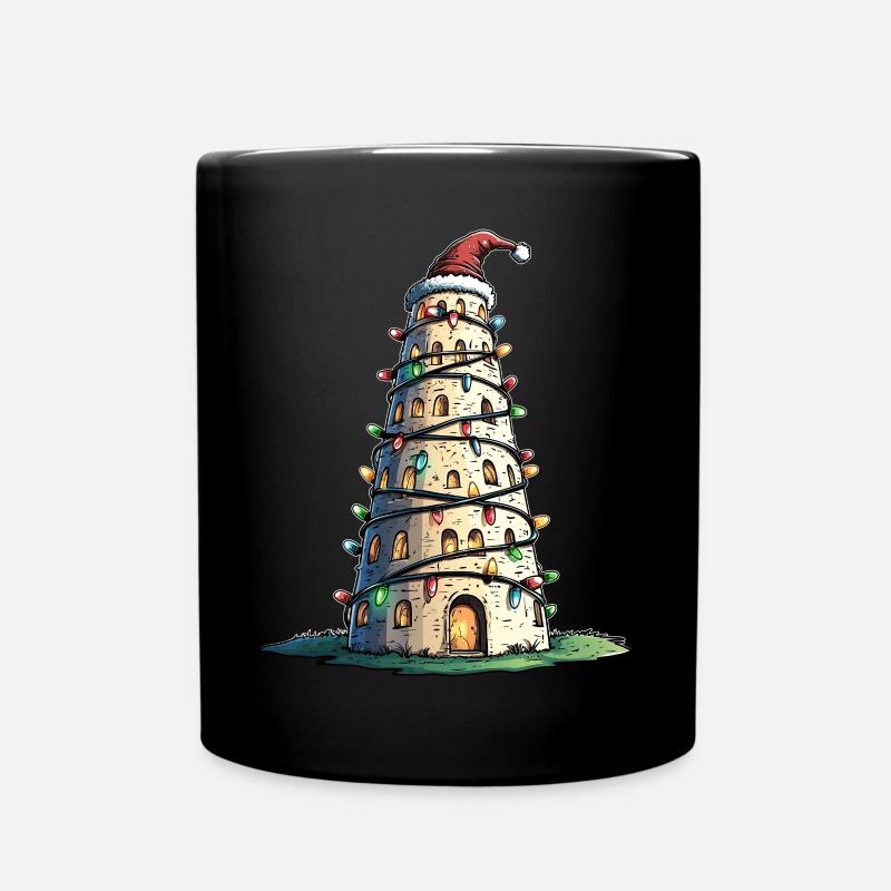 Turm von Babel Bibel Weihnachtsmütze Xmas - Tasse einfarbig - Schwarz