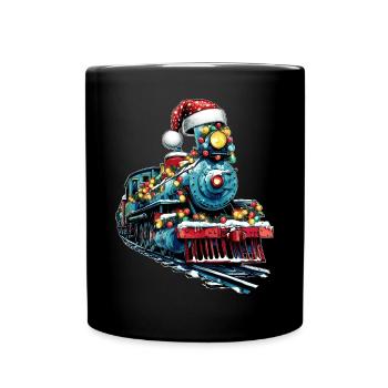 Zug Eisenbahn Lokomotive Weihnachten Hut Xmas - Tasse einfarbig - Schwarz - Vorne