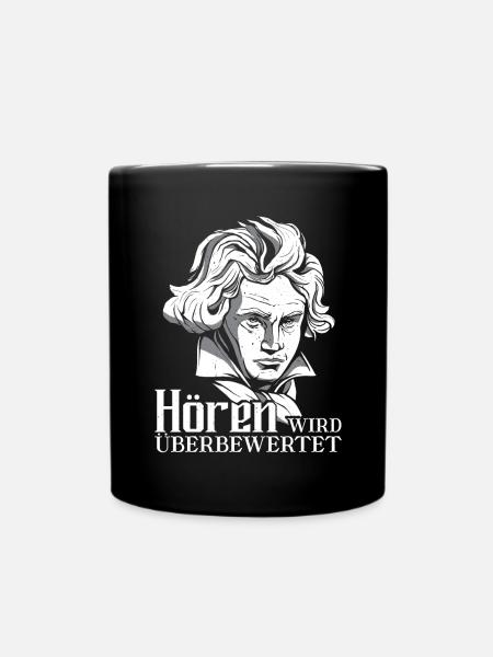 Komponist Beethoven taub Hören wird überbewertet - Tasse einfarbig - Schwarz