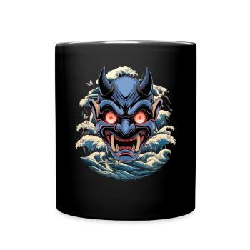 Japan Oni Maske Dämon Sad Aesthetic Edgy Streetwea - Tasse einfarbig - Schwarz - Vorne