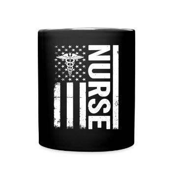 Nursing Nurse - Nurse US Flag - Full Colour Mug - black - Front