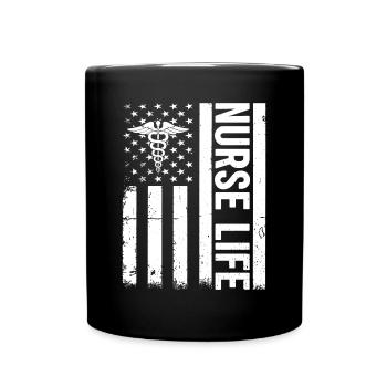 Nursing Nurse - Nurse Life US Flag Hospital Nurse - Full Colour Mug - black - Front