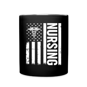 Hospital Nurse - Nurse Nursing US Flag - Full Colour Mug - black - Front
