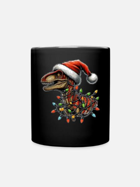 Vélociraptor Dinosaure Père Noël - Mug uni - noir