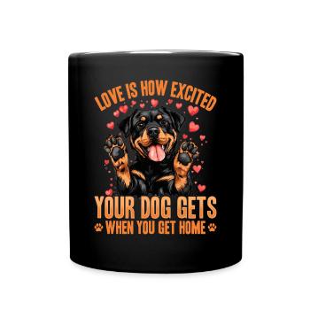 Drôle de rottweiler amoureux du propriétaire de chien - Mug uni - noir - Devant