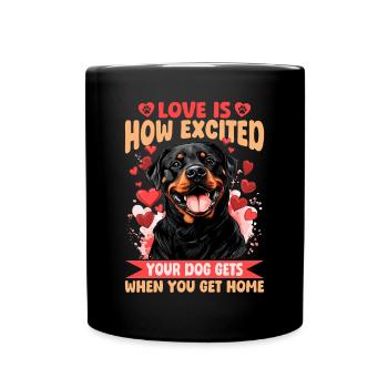 Drôle de rottweiler amoureux du propriétaire de chien - Mug uni - noir - Devant