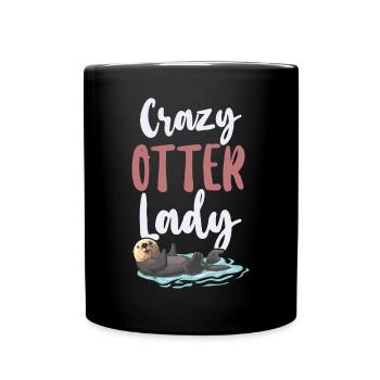 Otter Crazy Otter Lady - Tasse einfarbig - Schwarz - Vorne