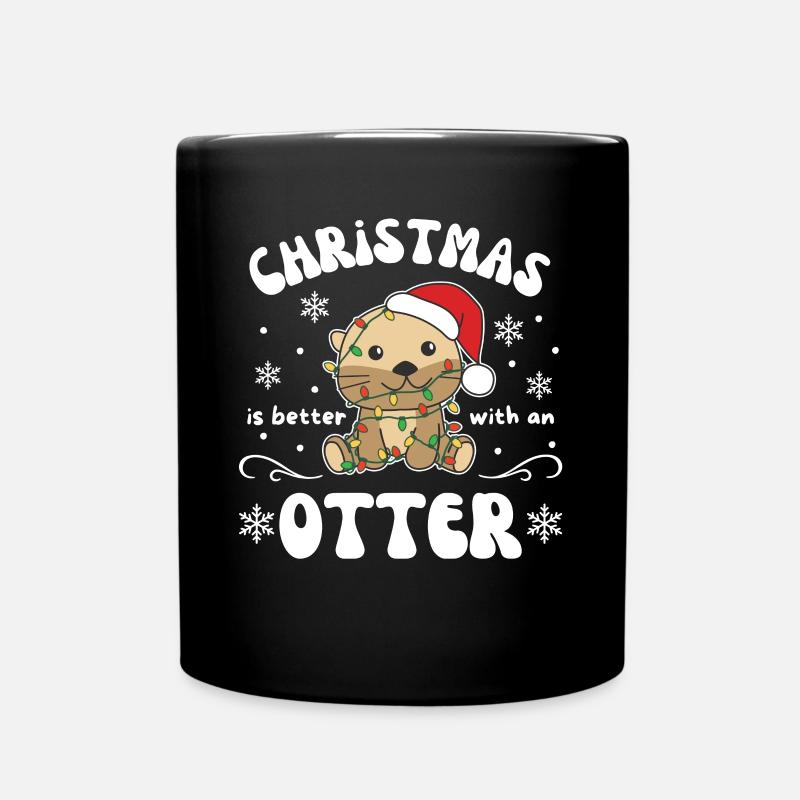 Weihnachten ist besser mit einem Otter - Tasse einfarbig - Schwarz
