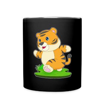 Tiger Jogger Joggen Sport - Tasse einfarbig - Schwarz - Vorne