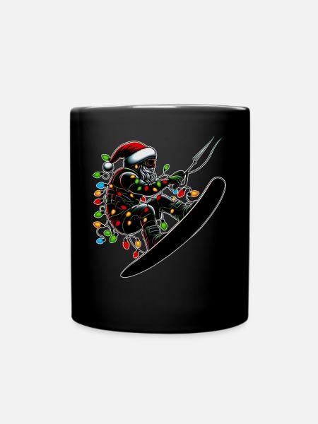 Wakeboard Père Noël Wakeboarder Noël - Mug uni - noir