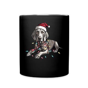 Braque de Weimar chien Père Noël - Mug uni - noir - Devant