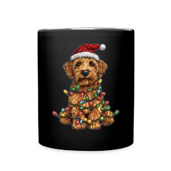 Wheaten Terrier Chien Père Noël Chapeau Noël - Mug uni - noir - Devant