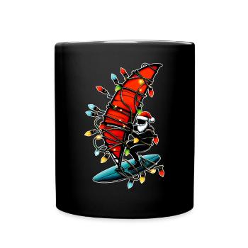 Windsurfing Santa Claus Windsurfer Christmas X - Full Colour Mug - black - Front