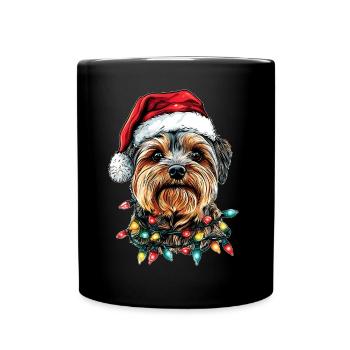Yorkshire Terrier Chien Yorkie Père Noël Noël - Mug uni - noir - Devant