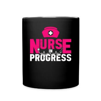 Nurse in progress - Hospital Nurse Nursing Student - Full Colour Mug - black - Front