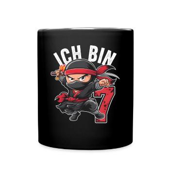 This Little Ninja Is 7 Birthday Shirt - Full Colour Mug - black - Front