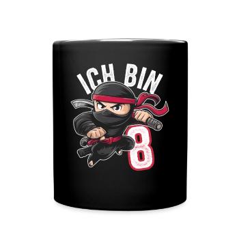 This Little Ninja Is 8 Birthday T-Shirt - Full Colour Mug - black - Front