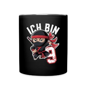 This Little Ninja Is 9 Birthday T-Shirt - Full Colour Mug - black - Front
