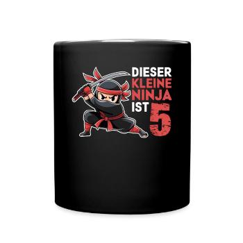 This Little Ninja Is 5 Birthday Shirt - Full Colour Mug - black - Front
