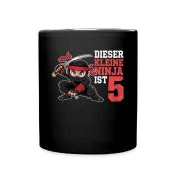 This Little Ninja Is 5 Birthday Shirt - Full Colour Mug - black - Front