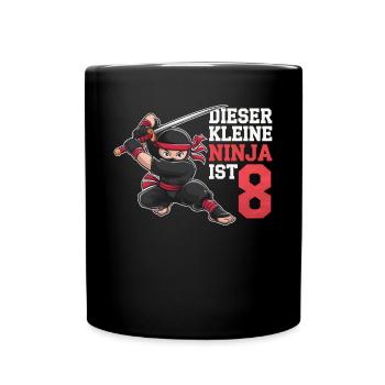 This Little Ninja Is 8 Birthday T-Shirt - Full Colour Mug - black - Front