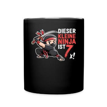 This Little Ninja Is 7 Birthday Shirt - Full Colour Mug - black - Front