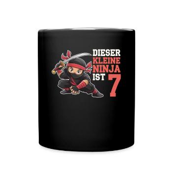 This Little Ninja Is 7 Birthday Shirt - Full Colour Mug - black - Front