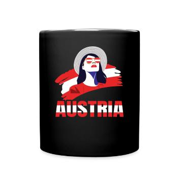 Sport Österreich, Austria, Fußball Sportfan - Tasse einfarbig - Schwarz - Vorne