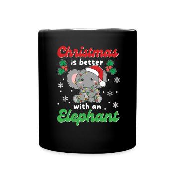 Christmas is better with an elephant - Full Colour Mug - black - Front