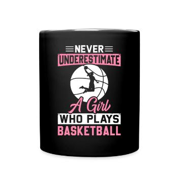 Never underestimate a girl who plays basketball s - Full Colour Mug - black - Front