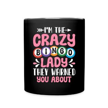 Crazy Bingo Lady Bingo Cards Bingo Game Love - Full Colour Mug - black - Front