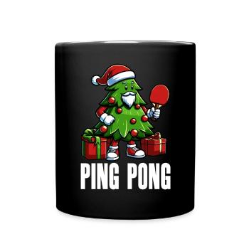 Tischtennis Weihnachtsbaum Kostüm Tannenbaum - Tasse einfarbig - Schwarz - Vorne