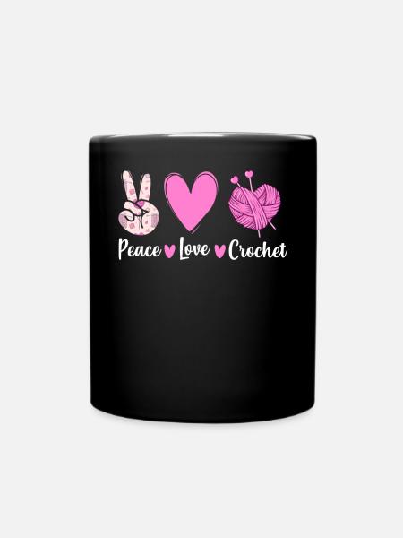 crochet tricot crochet crochet paix amour crochet - Mug uni - noir