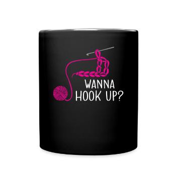 Crochet Knitting Yarn Lover Crochet Hook want to Hoo - Full Colour Mug - black - Front
