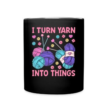 Crochet Knitting Yarn Lover I Transform Yarn I - Full Colour Mug - black - Front